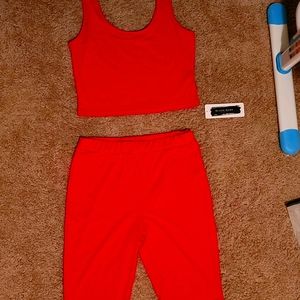 Red, two piece outfit